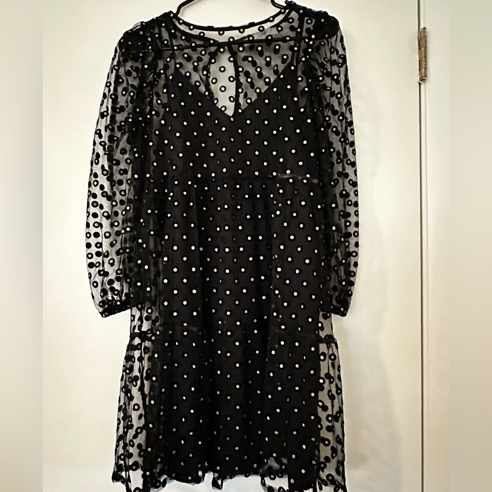 Sheer Loft Golden Polka-Dot Dress. Never worn before